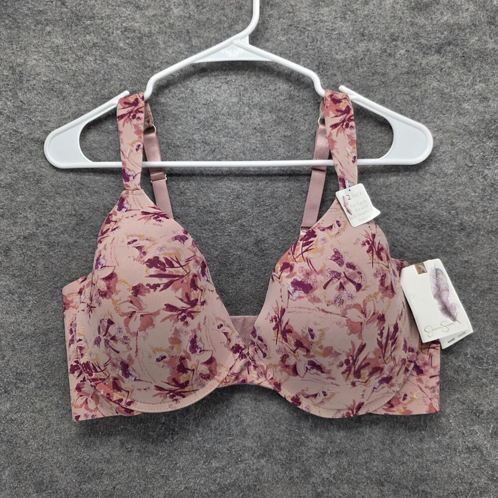 Jessica Simpson Bra Womens 40D Pink Floral T-Shirt Lightly Lined Underwire